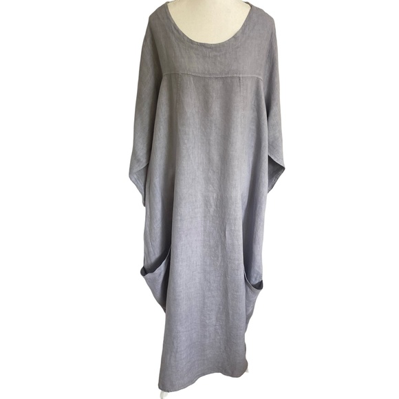 New Collection Dresses & Skirts - Italian Linen Light Lilac Lounge Relaxed Fit Long Dress . Boho Lagenlook. Sz 2X